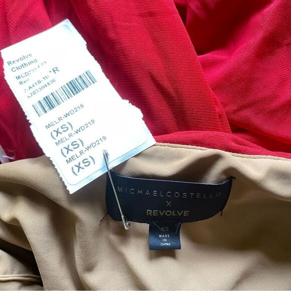 Michael Costello x Revolve Follie Dress red mesh maxi mini gown slip Sz XS NWT - Picture 16 of 16